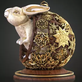 Эксклюзивный сувенир из массива бука "Заяц в шаре"